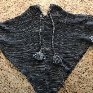 Chunky Knit Sweater Poncho Cardigan with Tassles